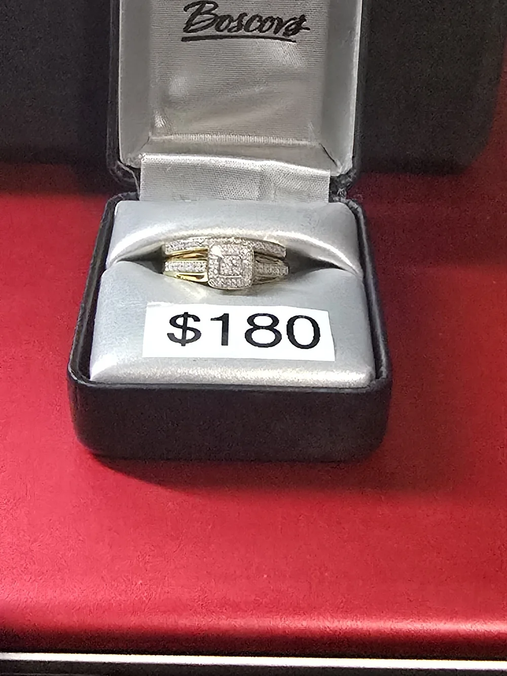 Gold Over 925 Silver Tone With real Diamond Halo Ring Size7